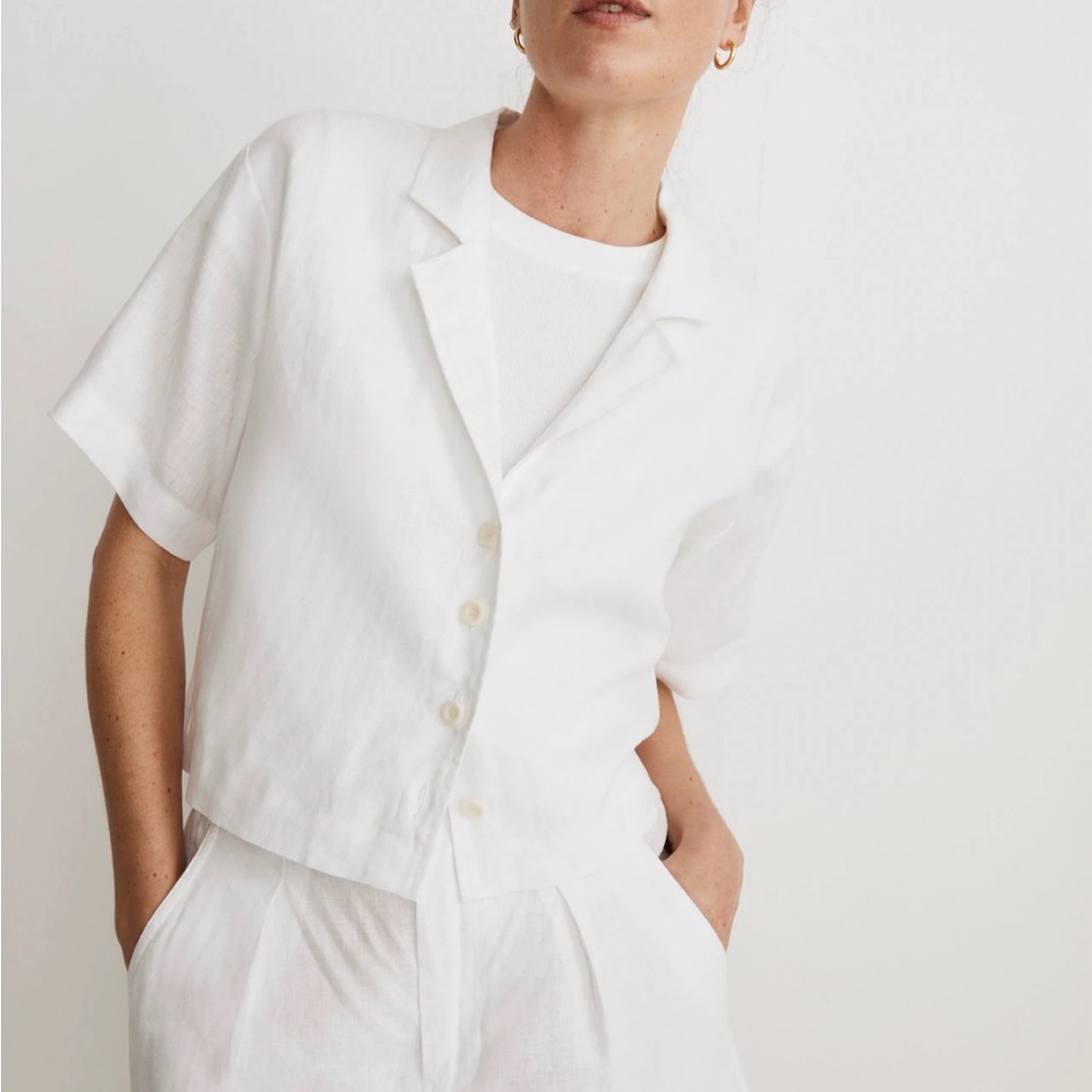 Madewell 100% linen resort short-sleeve button up shirt